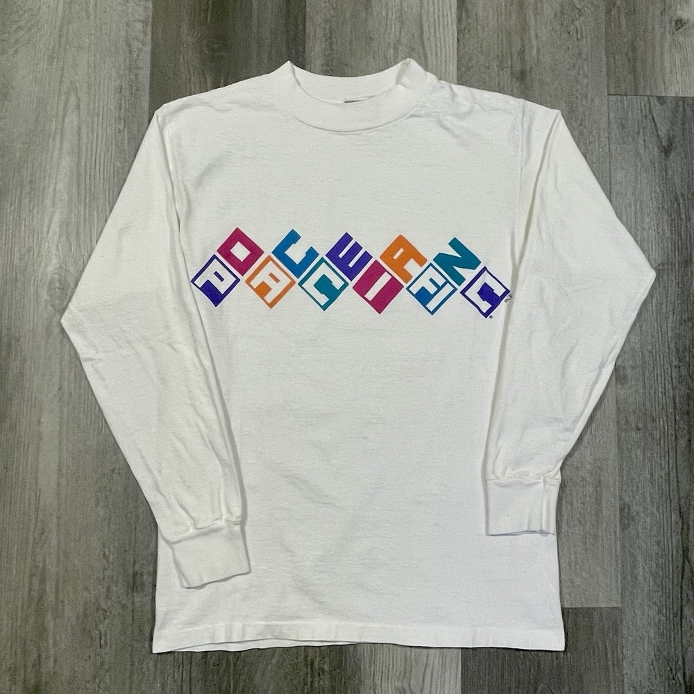 Vintage 90s Ocean Pacific‎ Colorful Box Spellout Size Small Long Sleeve Shirt